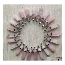 Charmes Pierre Naturelle Rose Quartz Forme Point Chakra Pendentifs Pour La Fabrication De Bijoux En Gros Sier Or Artisanat Fait À La Main Ffshop2001 Drop D Dhd5I