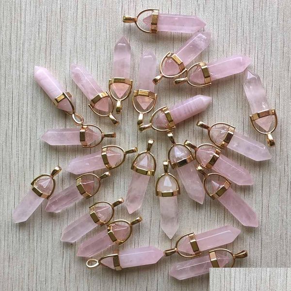 Charms Pierre Naturelle Rose Quartz Forme Point Chakra Pendentifs Pour La Fabrication De Bijoux En Gros À La Main Artisanat Drop Delivery Résultats Compo Dhsbs