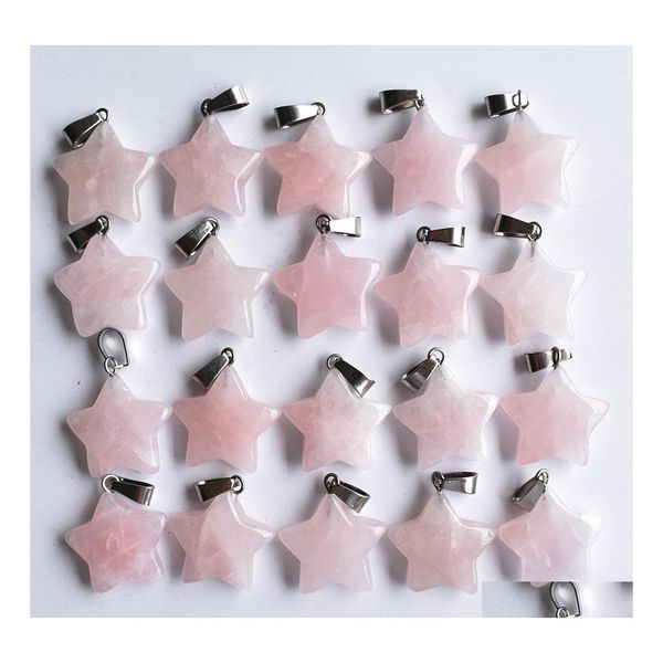 Charms Natural Stone Tigers Eye Opal Pink Quartz Star Healing Pendants Diy pour les accessoires de bijoux faisant des résultats de livraison de gouttes Comp Dhxli