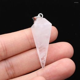 Charms natuurlijke driehoekige kegelsteen hanger Reiki genezing kristalhelder kwarts voor sieraden maken doe -het -zelf kettingaccessoires cadeau