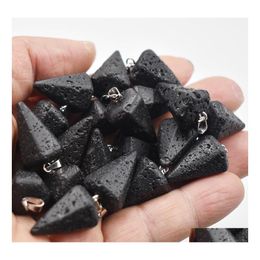 Charms natuurlijke vulkanische lava stenen gefacetteerde kegel pendum hangers voor sieraden maken groothandel mode drop levering bevindingen component dhubf