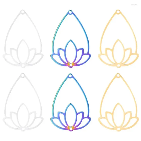 Breloques Nedar bouddhisme Lotus en acier inoxydable, fabrication de bijoux, pendentif fleur de Yoga, collier, Bracelet, cadeaux, accessoires géométriques