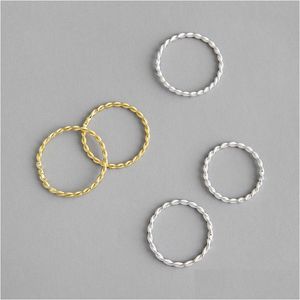 Charms Nieuwe 100% 925 Sterling Sier Twist Ringen Voor Vrouwen Wit Goud/18K Kleur Vinger Ring Eenvoudige fijne Sieraden Drop Levering Bevindingen C Dh5Ek