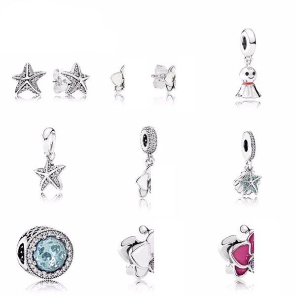encantos nuevos 100% 925 Pendientes de estrella estrella de plata esterlina Charmas estrellas se ajusta a las pulseras Bracelets Bracelet de fábrica de joyas al por mayor