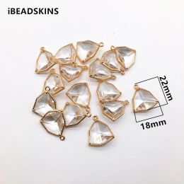 Charms Nieuwe aankomst!22x18 mm 50 stks koper met glazen zeshoekige charme voor oorbellen/oorbellen accessoires/oorringonderdelen/sieraden diy