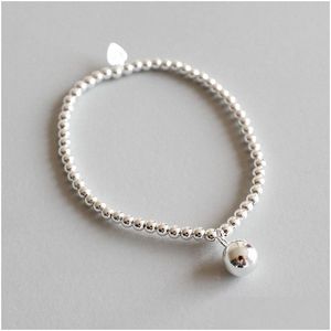 Charms Nieuwe Chic 925 Sterling Sier M Ronde Kralen Ketting Strand Armbanden Vrouwen 8Mm Elastische Armband Geschenken Drop levering Sieraden Bevindingen Otdro