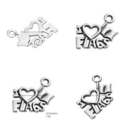 Charms Nouvelle mode facile à bricoler 30pcs tibétain argent plaqué j'aime les drapeaux accessoire charme bijoux faisant ajustement pour collier ou livraison directe Dhhyz