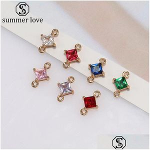 Charms New Fashion Rombus K9 Cristal de vidrio Pendente Colorf Accesorios de joyería de bricolaje Collar Collar Conectores Bailsz Drop Dhgarden Dhhwo