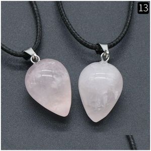 Charmes Nouveau Cristal Naturel Pierre Goutte D'eau Aventurine Rose Quartz Oeil De Tigre Opale Agate Pendentifs Collier Bricolage Fabrication De Bijoux Delive Dhgo6