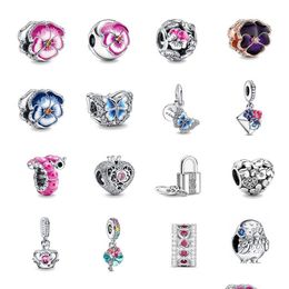 Charmes Nouveau Populaire 925 Sterling Silver Mode Européenne Printemps Rose Fleur Ami Clip Enveloppe Curly Caterpillar Perles Pour Pandora C Dhukc