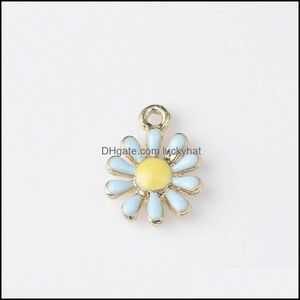 Charms New Vintage Esmalte Daisy Sun Flower Aleación Tono dorado Ajuste para pendientes colgantes Pulsera Fabricación de joyas Accesorio 794 R2 Drop De Dhfwz