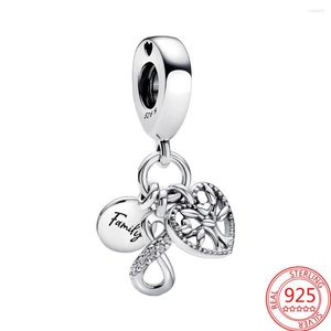 Breloques Original famille infini Triple pendentif arbre à breloques idéal pour Bracelet S925 argent fille bijoux cadeau d'anniversaire