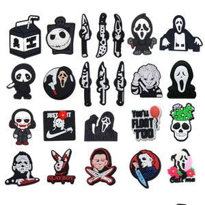 Charms Andere Single Sale 1pcs Halloween Horror Movie Series Schoen PVC Accessoires Diy Decoratie voor Clog Jibz Kids X Mas Gifts Drop Dhxo0