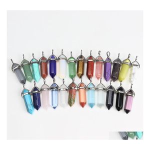 Charms Pillar Hexagon Pendum Chakra Stone Pendant Healing Crystal Hangings Fabricación de joyería de moda Venta al por mayor Drop Delivery Hallazgos C Dh5Yc