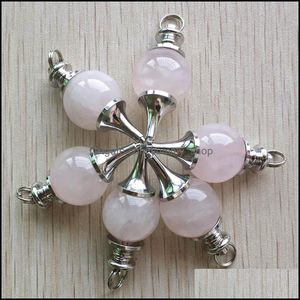 Charms Pink Rose Quartz Dowing Pendum Circar Kegel Charms traan kristallen hangers voor kettingaccessoires sieraden maken druppel deli dh1aj