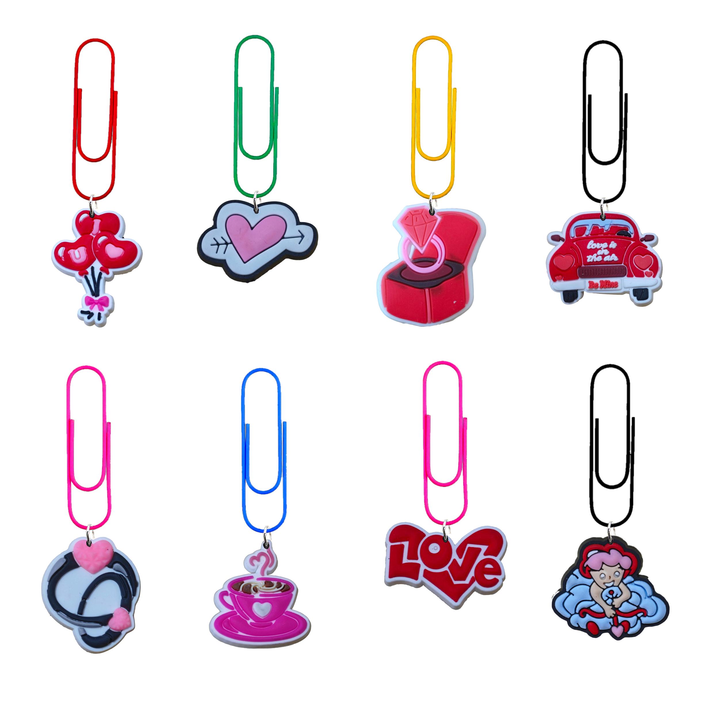 Charms Pink Valentines Day Cartoon Paper Clips Sile zakładki Zakładki Zakładka Memo Clip Bk dla pielęgniarki Markery prezentowe Office Otwvm