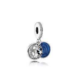 Charms Plated Sier Blue Ornaments Star And Moon Pendant Bead Charm Bracelet Necklace Fabricación de joyas Summer All Season Accessories 1 Dhmzc