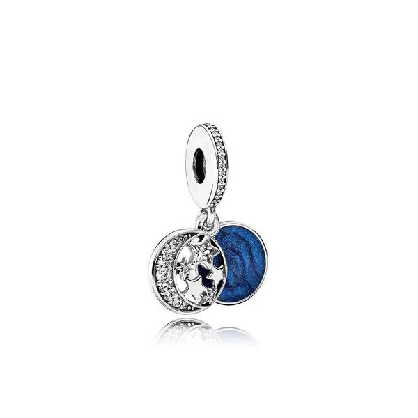 Charms placcato Sier Ornamenti blu Stella e luna Ciondolo Perlina Bracciale con ciondoli Collana Creazione di gioielli Estate Accessori per tutte le stagioni 1 Dhoxw