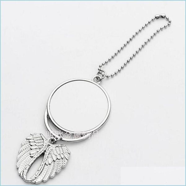 Charms Plated Sier Metal Cars Adornos Kirsite Pendant Charm Sublimation Blanks Angel Wing Circar Mobile Pendant 4 8Mo J2 Drop Deliv Dh6Cf