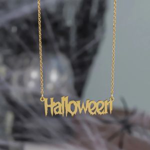 Charms Qitian Halloween naam ketting goud roestvrij staal gotische gepersonaliseerde aangepaste Wold ketting cadeau voor vrouwen 231128