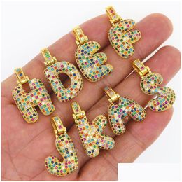 Charms Rainbow Micro Pave CZ Cubic Zirconia alfabet hanger Punk Hiphop Style Fashion Woman Man Initi￫le naam Sieraden vinden Dhxn6