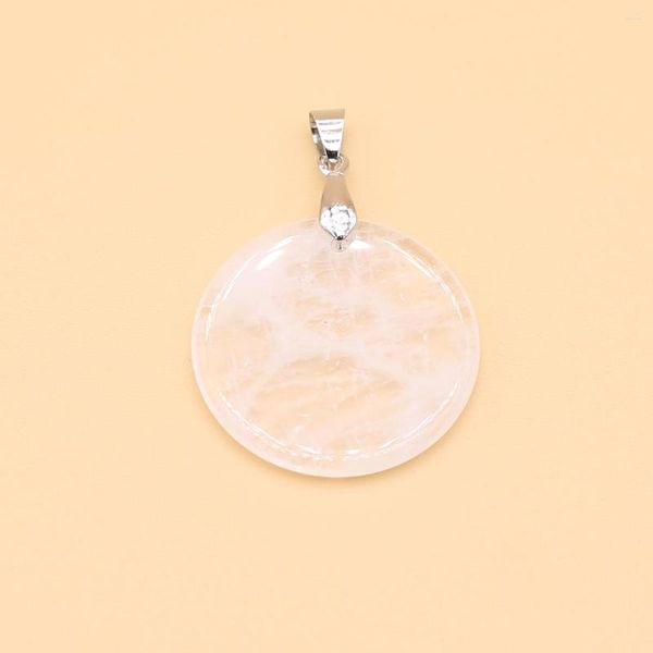 Charmes Reiki Guérison Cristal Pendentif Rond Pierre Naturelle Quartz Clair Pour La Fabrication De Bijoux DIY Collier Accessoires En Gros Lots