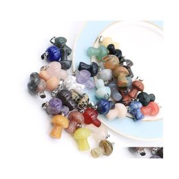 Encantos Reiki Forma de hongo Piedra natural Ágatas de cristal Colgante del encanto para hombres Mujeres Joyería de moda Fabricación Acc Drop Delivery Findin Dhkj5