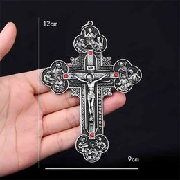 Encantos Crucifijo religioso Joyería cristiana Colgante de cruz Patrón de cruz de San Benito Colgante Necklace.120 * 90mm 231208