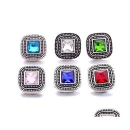 Charms Rétro Square Strass Snap Bouton Femmes Bijoux Résultats 18mm Métal Snaps Boutons Bracelet À Bricoler Soi-Même Bijoux En Gros Drop Del Dhloq