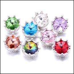 Charms Rhinestone Crown Snap Button Charms Women Sieraden Bevindingen 18 mm Metalen snaps Knopen Diy Bracelet Sieraden Gholes Dhseller2010 DHKC7