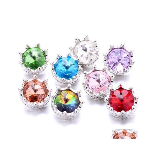 Encantos Rhinestone Corona Botón a presión Mujeres Joyería Hallazgos 18 mm Metal Broches Botones DIY Pulsera Joyería Venta al por mayor Entrega de gota C Dhxbp