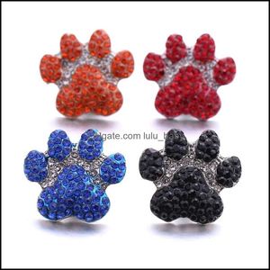 Charms Rhinestone Dog Paw Snap Button Heart Charms Sieraden Bevindingen 18 mm Metalen Snaps Knopen Diy Bracelet Sieraden Groothandel Drop de DHJ8G