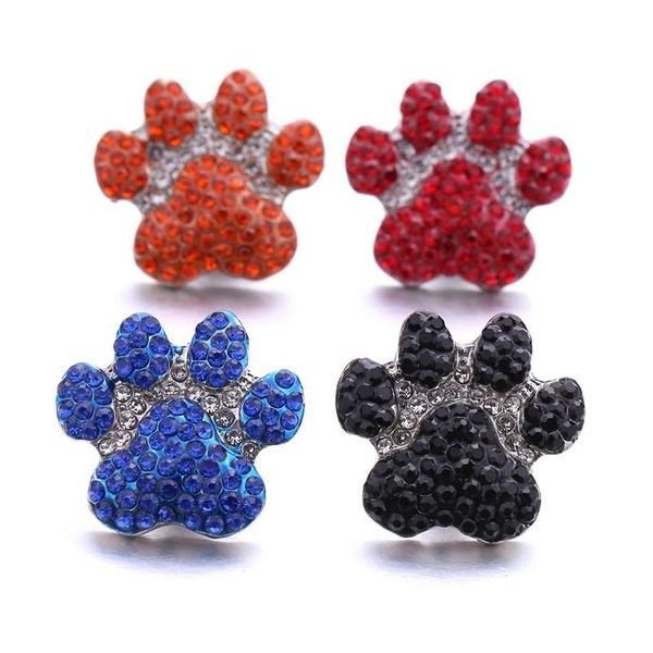 Encantos Rhinestone Perro Pata Botón a presión Corazón Joyas Hallazgos 18Mm Broches de metal Botones Diy Pulsera Joyería Venta al por mayor Entrega de gota Dhgol