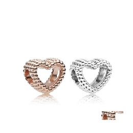Charms Rose Gold of Sier Color Heart Charm Kraal Fashion Women Sieraden Verbluffend ontwerp Europese stijl Fit voor Pandora Bracelet 466C3 Dhemo