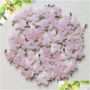 Charms Rose Quartz Crystal Heart Star Cross Natuursteen Hangers Voor Ketting Oorbellen Sieraden Maken Whoelsale Drop Delivery Find Dh2Hd