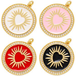 Dijes redondos bomba corazón esmalte colgante para mujeres DIY pendientes hechos a mano collares accesorios de joyería suministro al por mayor VD936Charms