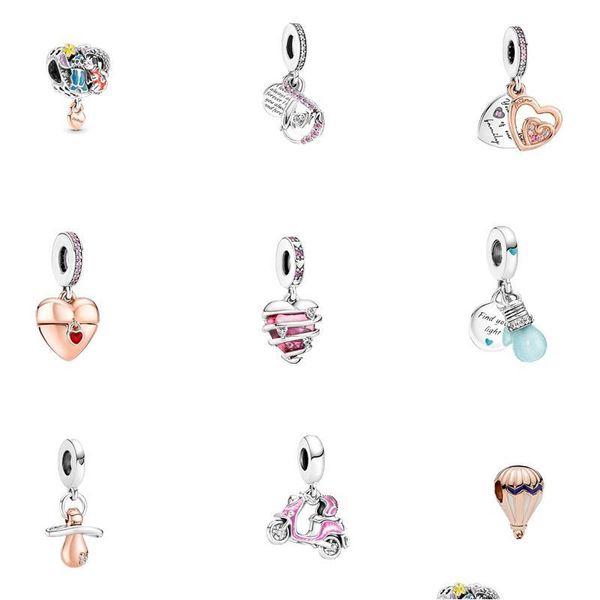 Charms S925 Sterling Sier Cadena de cuentas sueltas Colgante europeo y americano Señoras Original Adecuado para Pandora Pulsera Diseñador Judío Dhzfz