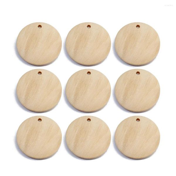 Breloques SAUVOO Beige disque blanc en bois rond pendentif étiquettes suspendues signes en bois naturel plat pour bricolage artisanat fabrication de bijoux trouver