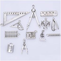 Charms School Learning Tool Rer Compass Abacus Diy Student Notebook hanger voor lerarendag Gift kettingen JewelryCharms Dro Dhyua