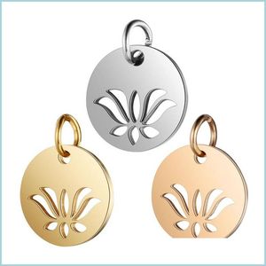 Charms Semitree 5pcs roestvrijstalen lotus charmes hanger diy charme ketting armband sieraden maken accessoires handgemaakte benodigdheden dh7n8