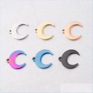 Charms Semitree 5 Unids Cuerno de Buey de Acero Inoxidable Charms Crescent Moon Collar Colgante Para Diy Fabricación de Joyas Suministros Hechos A Mano Accessori Dhcpb