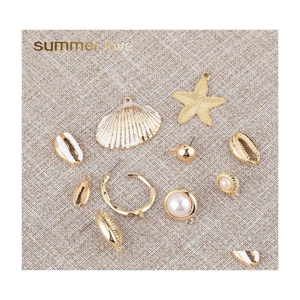 Charms Shell Étoile De Mer Perle Pendentif Pour Collier Bracelet Boucle D'oreille Alliage De Placage Charme Diy Fabrication De Bijoux Accessoire Drop Deliver Dhe2U