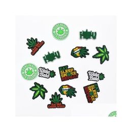 Charms Pièces de chaussures Accessoires Feuilles personnalisées Soft Pvc Cartoon Clog Different Unisexadt Happy 420 Leaf For Decoration Drop Deliv Deliv Dhb3Z