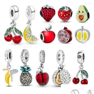 Charms Sier 925 Fruit Cherry Durian Dangle Charm Fit For Original Women Moments Pulsera o brazalete Diy Accesorios de joyería D Dh95M