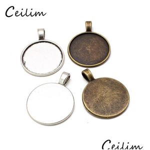 Charms Sier Bronze Colors 25 mm Collier Pendant Piltre Cabochon Cameo Base Playé