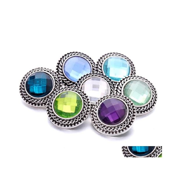 Charms Sier Color Botón a presión Ronda Mujeres Joyas Hallazgos Rhinestone 18Mm Broches de metal Botones Diy Pulsera Joyería Venta al por mayor Gota Dhgsg