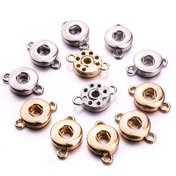 Charms Sier Gold Metal Dos orejas 12 mm Botón a presión Base colgante para bricolaje Broches Botones Pendientes Collar Pulsera Joyería Gota Entrega Dhzju