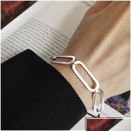 Charms Sier Nouveau Punk Géométrique Chaîne Bracelet Pour Femmes 100 925 Sterling Irregar Boucle Bracelets Bijoux Cadeaux Drop Livraison Fine Fin Dhkbm