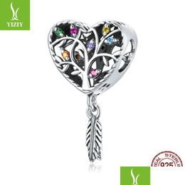 Breloques Sier Arbre De Vie Charme Pour Bracelet Original Réel 925 Sterling Colorf Cz Fabrication De Bijoux Perles Femmes 2014 Q2 Drop Delivery 202 Dhhey