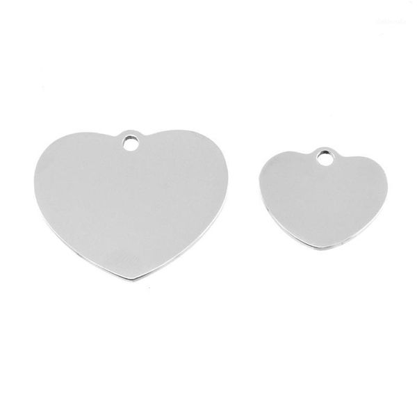 Charms Silver Color Mirror Polish Blank Heart Pendant Custom Tag Plaque en métal en acier inoxydable pour la sculpture en gros 50pcs1 2773